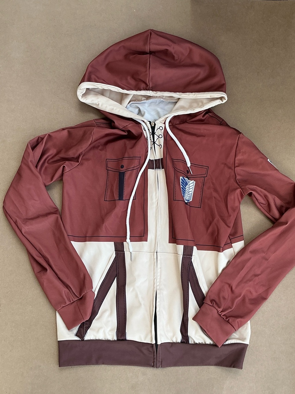 Kids Maroon Attack on Titans Zip Hoddie
